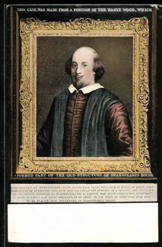 AK William Shakespeare, Restauriertes Porträt mit Rahmen aus Holz seines alten Hauses