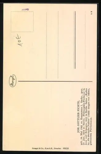 AK Johann Gottlieb Fichte, Porträt im Profil