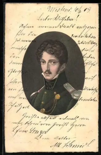 AK Theodor Körner, Porträt in Uniform