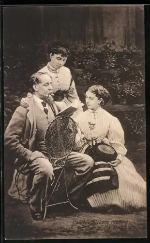 AK Charles Dickens liest seinen Töchtern vor