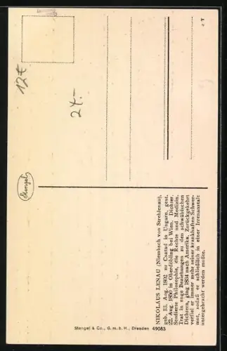 AK Nikolaus Lenau, Portrait