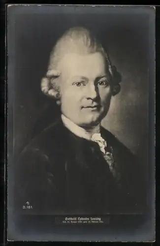 AK Gotthold Ephraim Lessing, Porträt mit Lebensdaten