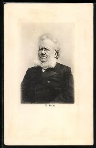 AK H. Ibsen im Porträt mit Brille