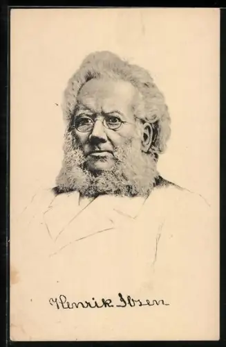 AK Dichter Henrik Ibsen, Porträt mit Brille