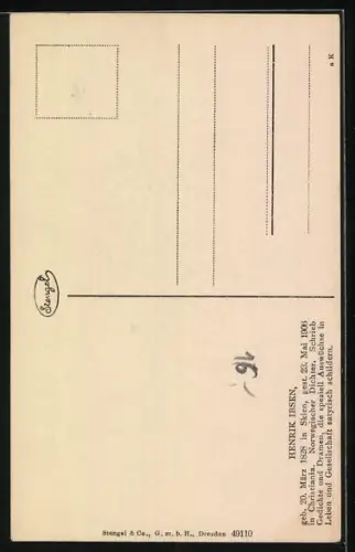 AK Dichter Henrik Ibsen, Porträt mit Brille
