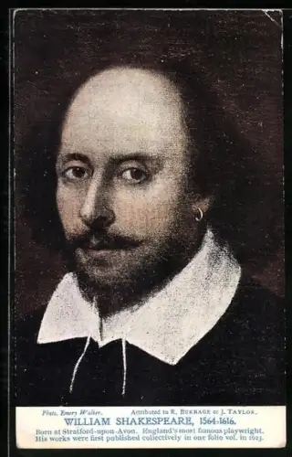 AK William Shakespeare, Porträt mit Ohrring