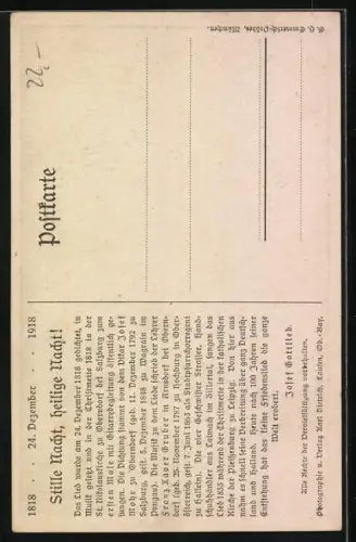 Künstler-AK Oberndorf an der Salzach, Schulhaus und Kirche, Komponisten Gruber und Mohr