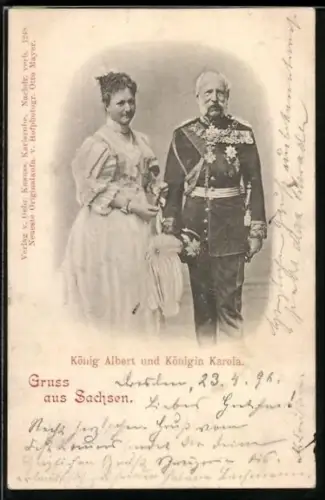 AK König Albert und Königin Karola von Sachsen