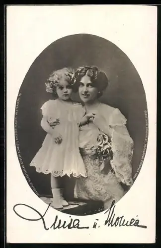AK Luisa mit ihrer Tochter Monica von Sachsen im Porträt