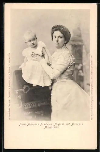 AK Frau Prinzess Friedrich August mit Prinzess Margarethe
