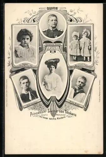 AK Prinzessin Luise von Sachsen, Kronprinz Georg, Prinzessin Anna Monika Pia, Prinz Ernst