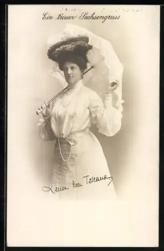 AK Luise von Toskana mit Schirm