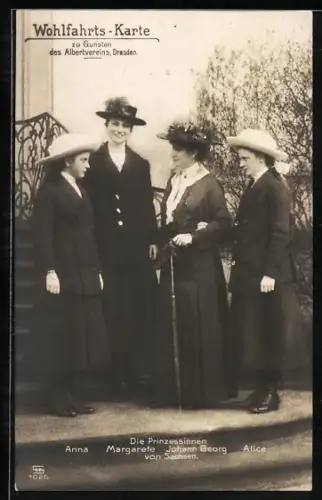 AK Die Prinzessinnen Anna, Margarete, Johann Georg und Alice von Sachsen