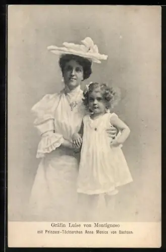 AK Gräfin Luise von Montignoso mit Prinzessin Anna Monica von Sachsen