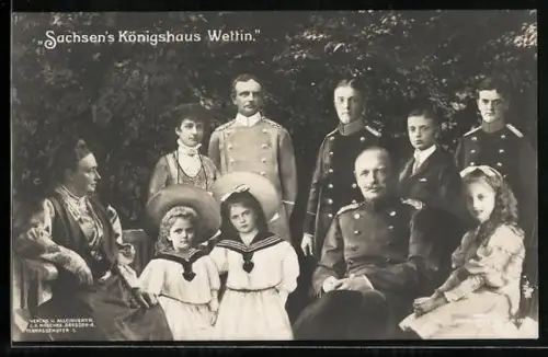 AK König von Sachsen und seine Familie, Sachsens Königshaus Wettin