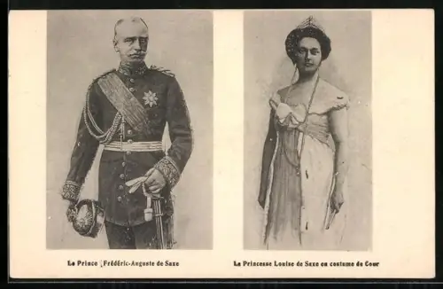 AK Prinz Friedrich August von Sachsen und Prinzessin Louise
