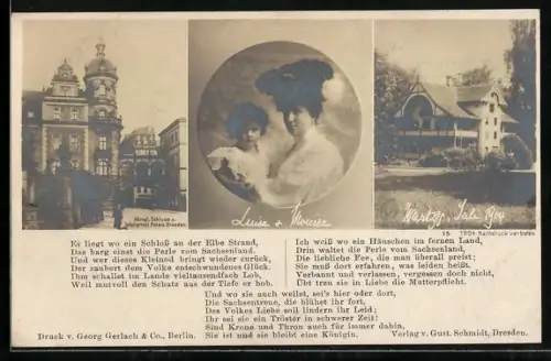 AK Dresden, Luisa von Sachsen, Königl. Schloss u. Kronprinzl. Palais