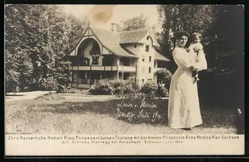 AK Prinzessin Luisa von Toscana mit der kleinen Prinzessin Anna Monica Pia von Sachsen