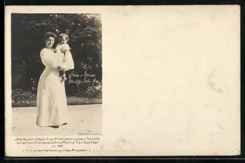 AK Prinzessin Luisa v. Toscana mit der kleinen Prinzessin Anna Monica Pia von Sachsen 1904