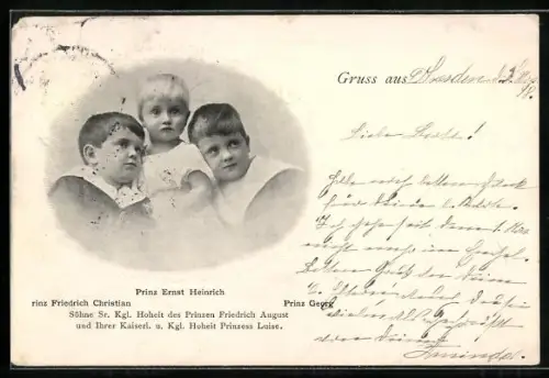AK Prinzen Ernst Heinrich, Friedrich Christian und Georg von Sachsen