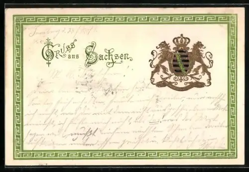 Präge-AK Das Wappen des Königreichs Sachsen