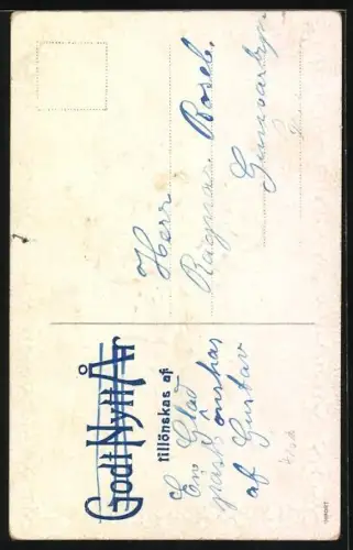 AK Geschwister im Schnee mit Stechpalme, Weihnachten