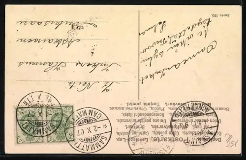 Präge-AK Zwei Kinder tragen einen Korb voller Rosen