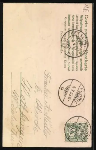 AK Mädchen im Kleid wartend vor Haustüre, Geburtstag