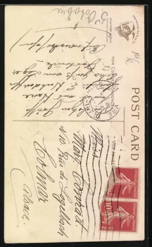 Präge-AK Blondes Mädchen mit einem Veilchenstrauss