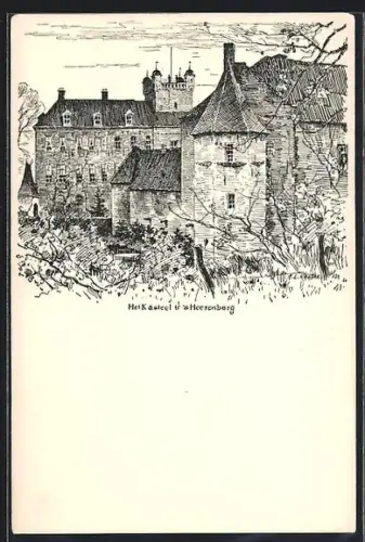 Lithographie `s Heerenberg, Het Kasteel, Ansicht vom Kastell