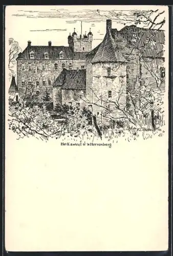 Lithographie `s Heerenberg, Het Kasteel, Ansicht vom Kastell