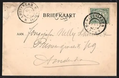 AK Scheveningen, Strassenpartie mit Kirche