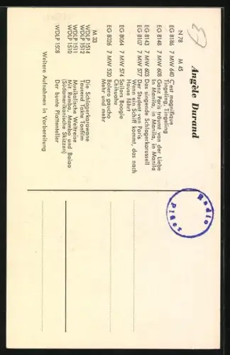 AK Musikerin Angèle Durand mit lächelndem Gesicht