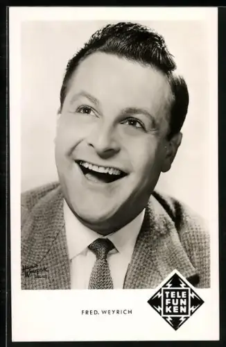 AK Musiker Fred. Weyrich mit lachendem Gesicht