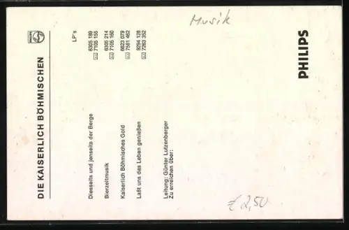 AK Musiker der Gruppe Die Kaiserlich Böhmischen