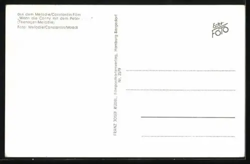 AK Musikerin Conny Froboess mit dem Musiker Peter Kraus in dem Film Wenn die Conny mit dem Peter...