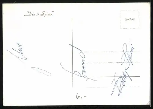 AK Musiker der Band Die drei Spiers mit Instrumenten, Autogramme