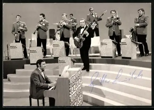 AK Musiker Günther Leimstoll mit verschiedenen Instrumenten, Autogramm