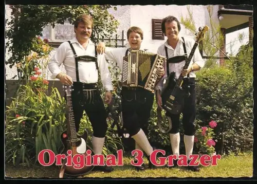 AK Musiker der Gruppe Original drei Grazer mit Instrumenten