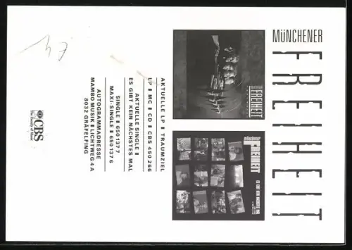 AK Musikergruppe Münchner Freiheit mit Bögen