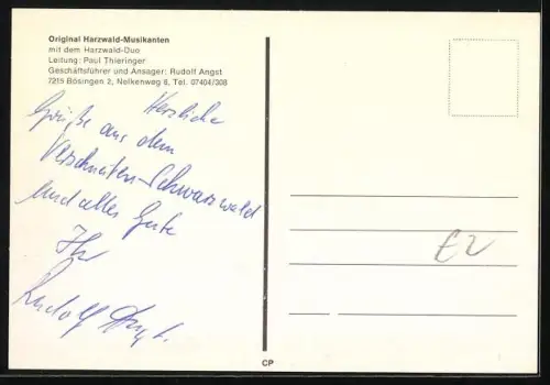 AK Musiker der Original Harzwald-Musikanten mit dem Harzwald-Duo, Autogramm