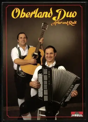 AK Musiker des Oberland Duos Arthur und Rudi mit Instrumenten, Autogramme