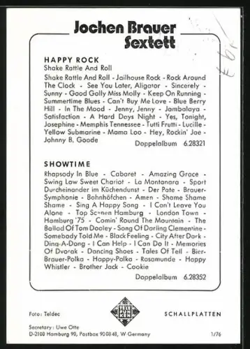 AK Musiker Jochen Brauer Sextett mit Instrumenten