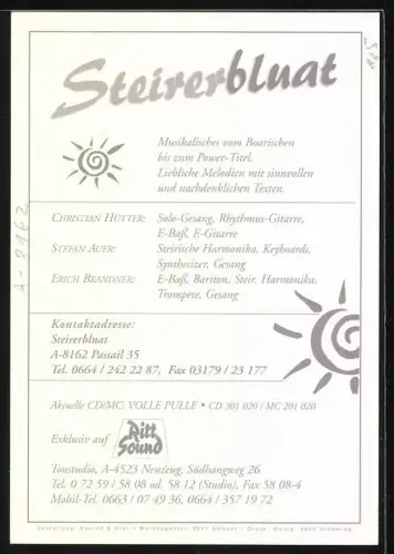 AK Musiker Steirerbluat ganz in weiss mit weisser Gitarre