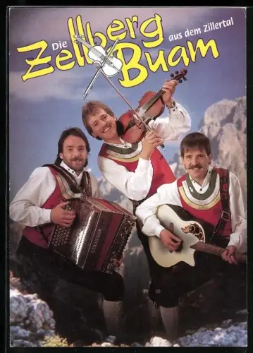AK Musiker Die Zellberg Buam aus dem Zittertal mit Violine, Gitarre und Akkordeon