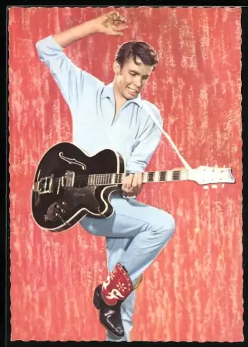 AK Musiker Peter Kraus auf Gitarre spielend