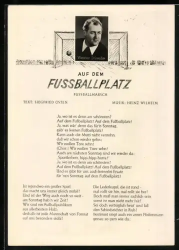 AK Musiker Werner Stüvecke mit dem Text eines Fussballmarsches