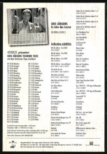 AK Musiker Udo Jürgens in die Kamera schauend