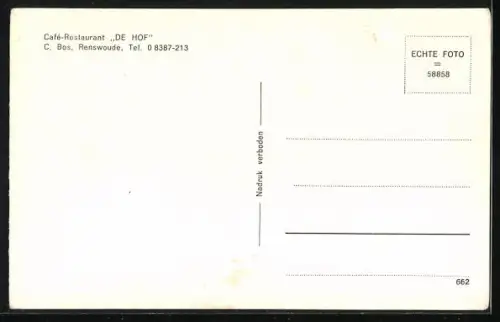 AK Renswoude, Cafe-Speeltuin De Hof, C. Bos