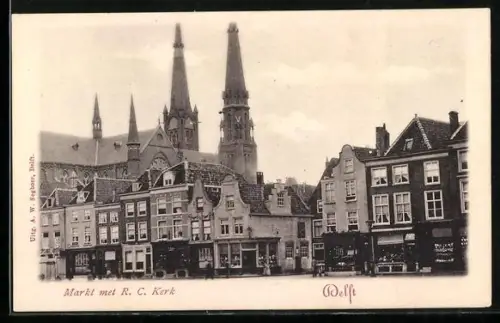 AK Delft, Markt met R. C. Kerk